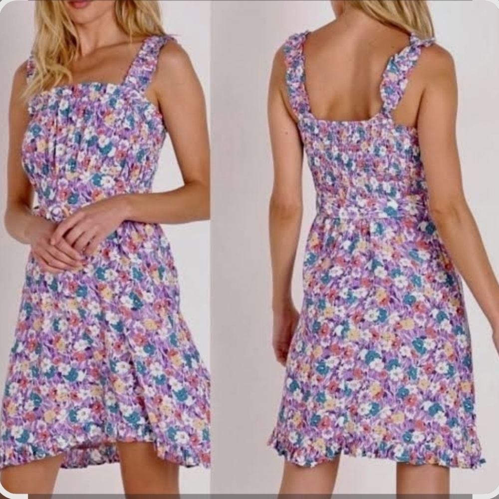 Faithfull The Brand Mid Summer Crepe Mini Dress Nefeli Floral Rayon, NWT